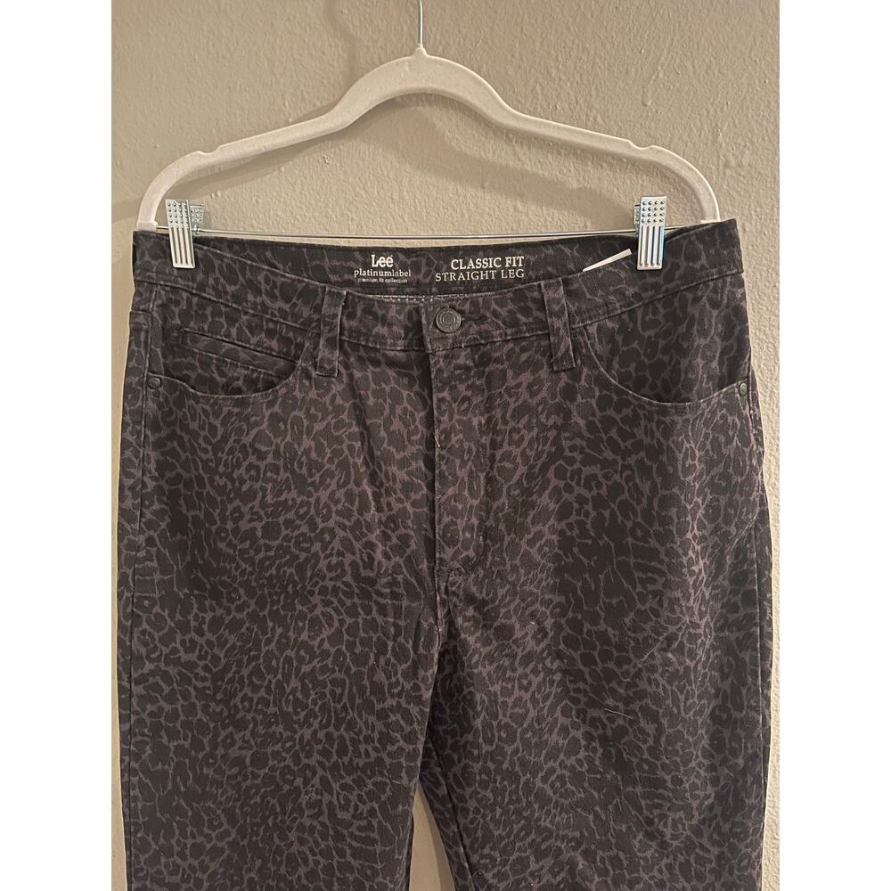 Lee Classic Fit Premium Leopard Print Jeans Black Size 16